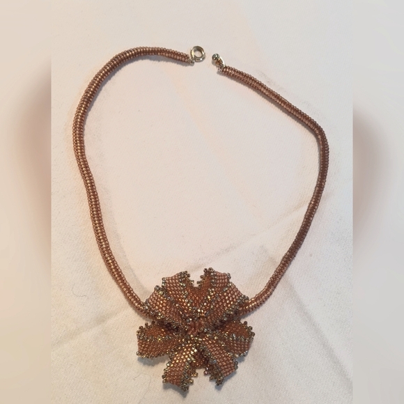 Vintage Jewelry - 40's beaded cross clover chocker necklace